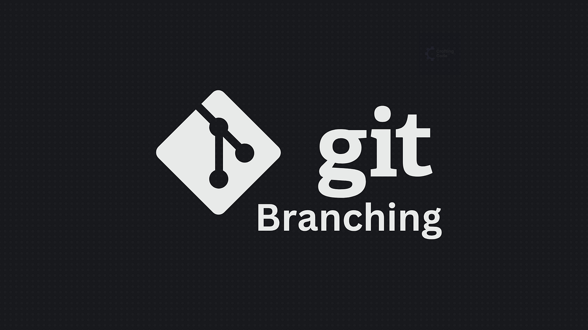 Git Branching graphic featuring the Git logo and the text 'Git Branching' on a dark background